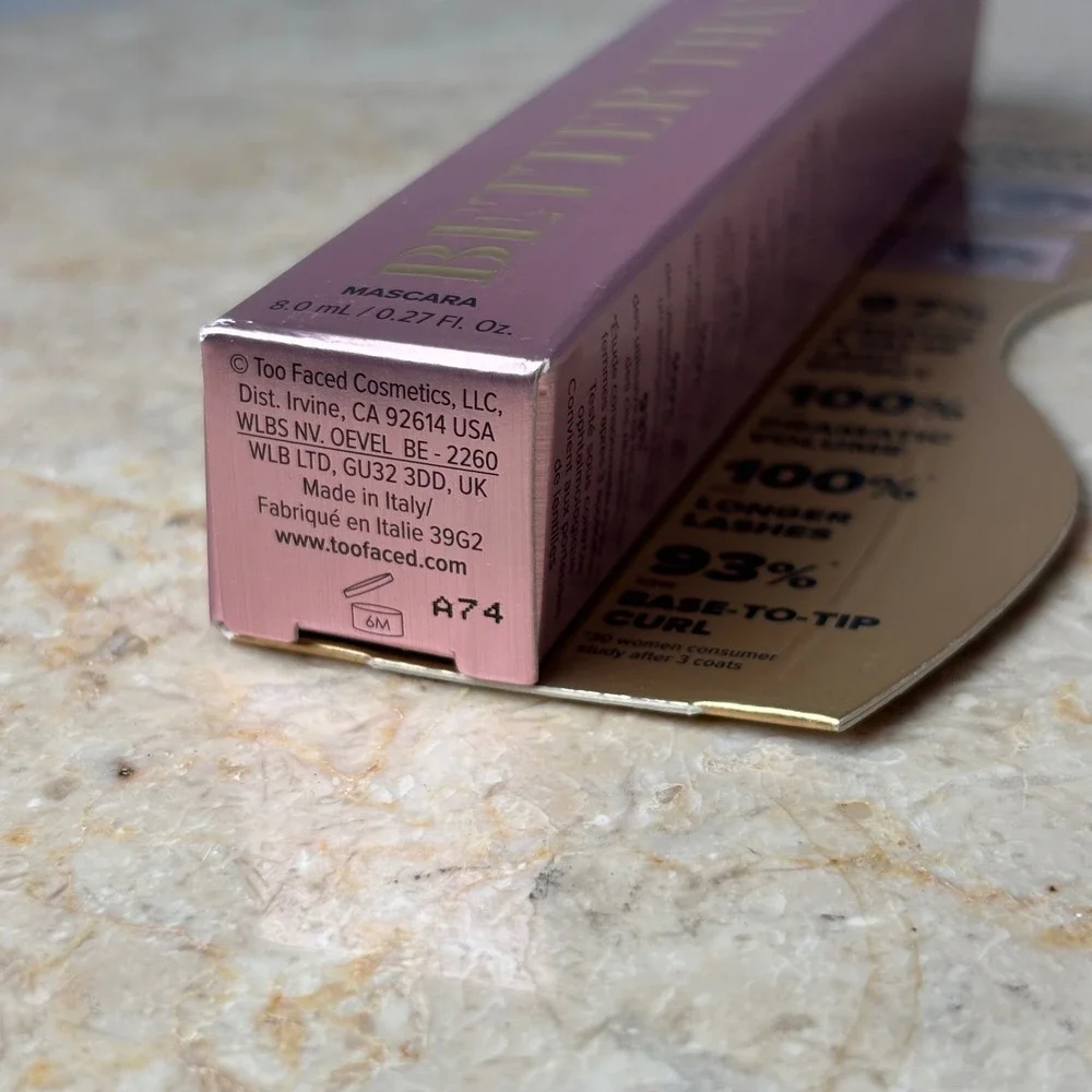 Too Faced Better Than Sex Mascara 0.27oz Black Volumizing Full Size NIB